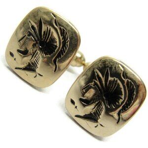 Sarah Coventry Intaglio Style Cufflinks Set Gold Tone Wedding Tux Vintage